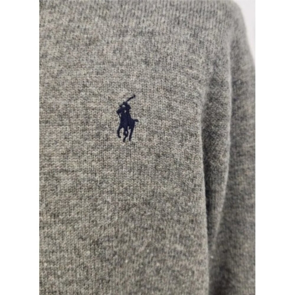 Vintage 1980's - 90's Men's X-Large Polo Ralph Lauren Gray Heather V-Neck Sweate - Picture 3 of 9